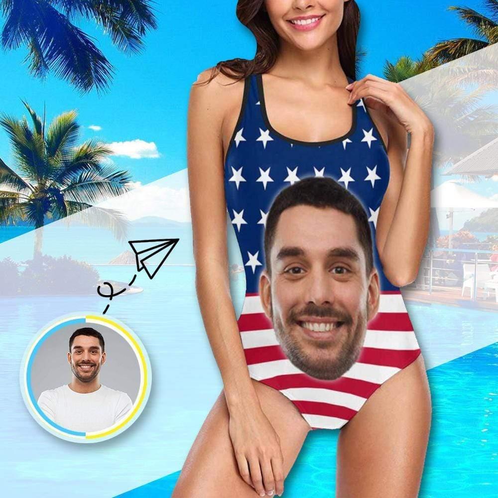 Custom Swimsuit Face Bathing Swimsuit - American Flag