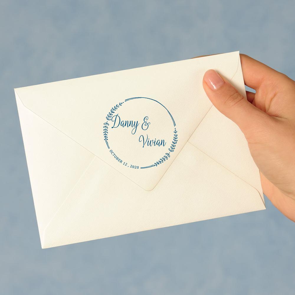 Custom Wedding Stamp Round Self Inking Stamp Wedding Gifts Name Time