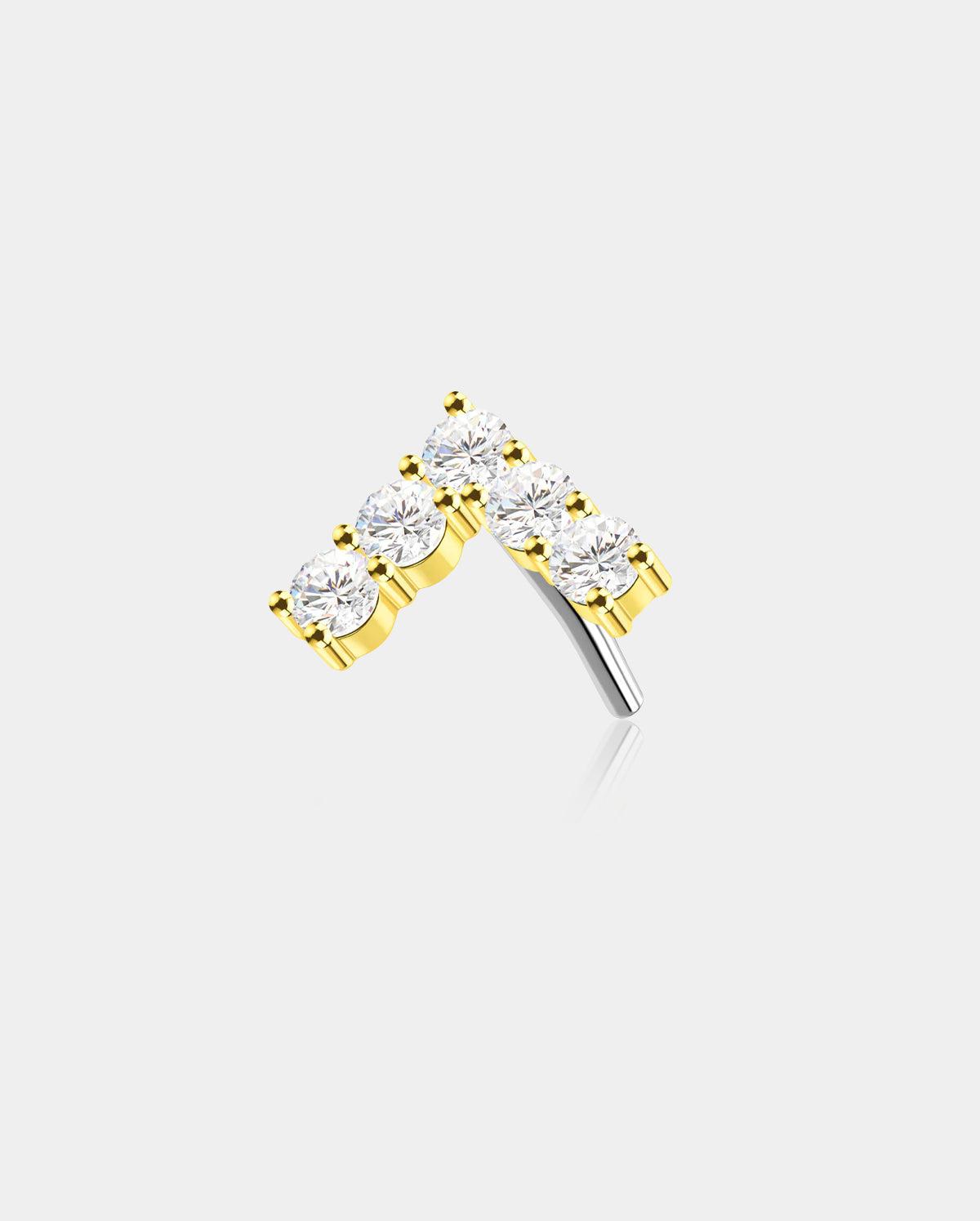 14K Gold Arrow Shape Threadless Nose Stud - 14K Top only / top only