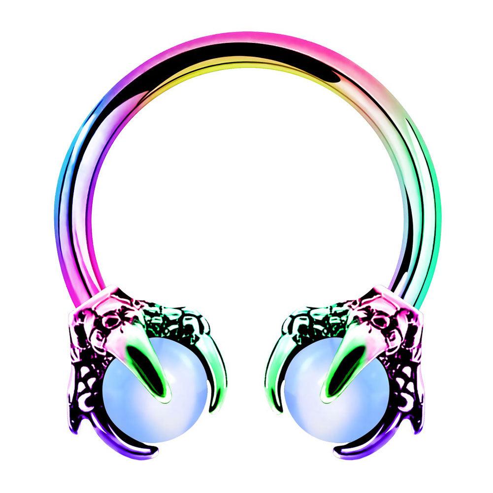 Gem Dragon Septum Ring - Rainbow-White