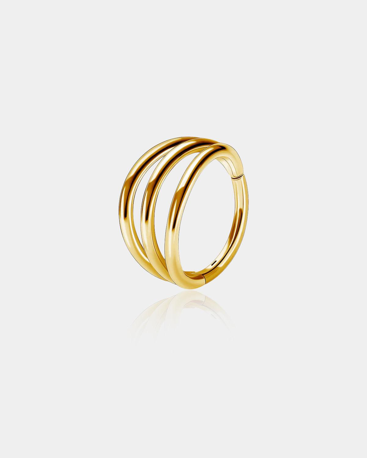 Triple Layer Hinged Segment Cartilage Ring - Gold / 10mm