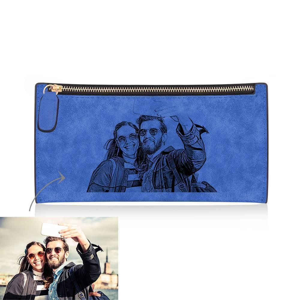 Leather Wallet Birthday Gift For Wife - Blue