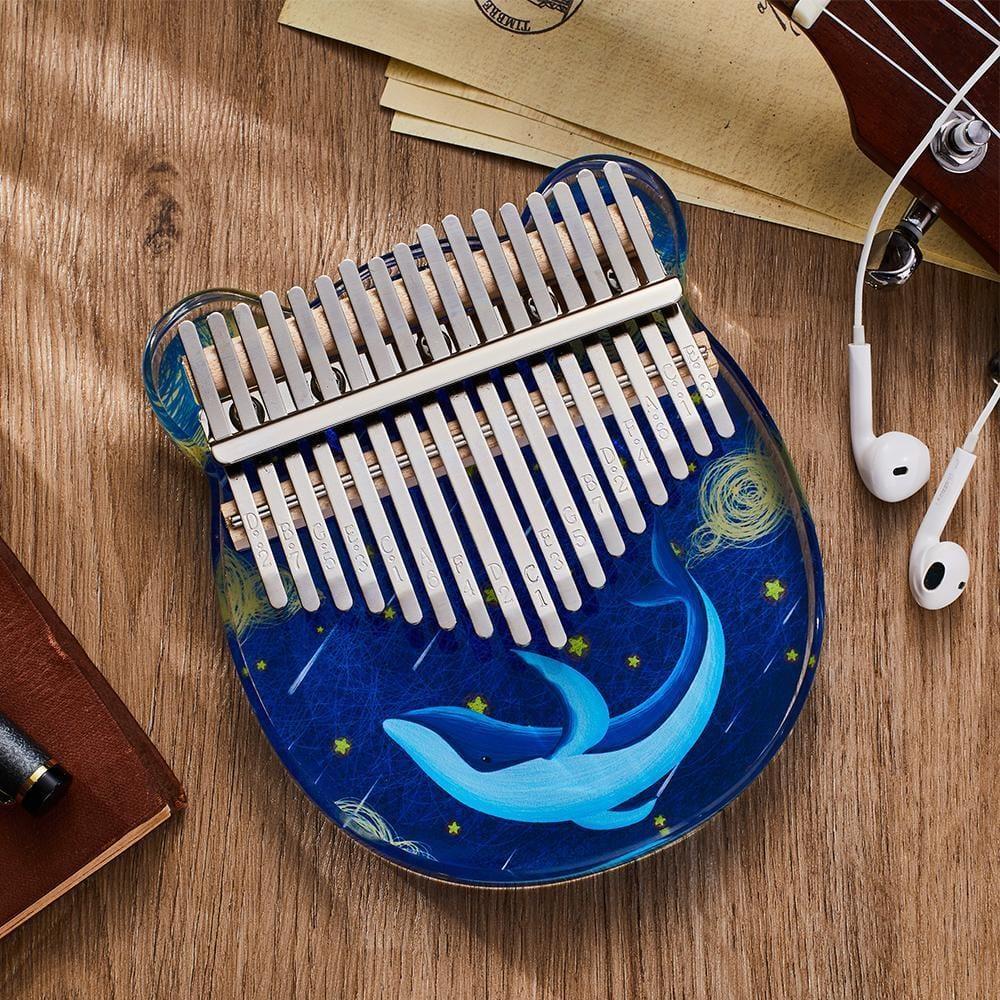 17 Keys Kalimba Finger Piano with Tunning Hammer Music Gifts for Kids Sea Whale