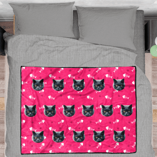 Cat Photo Blanket Gifts For Cat Lovers- Pink