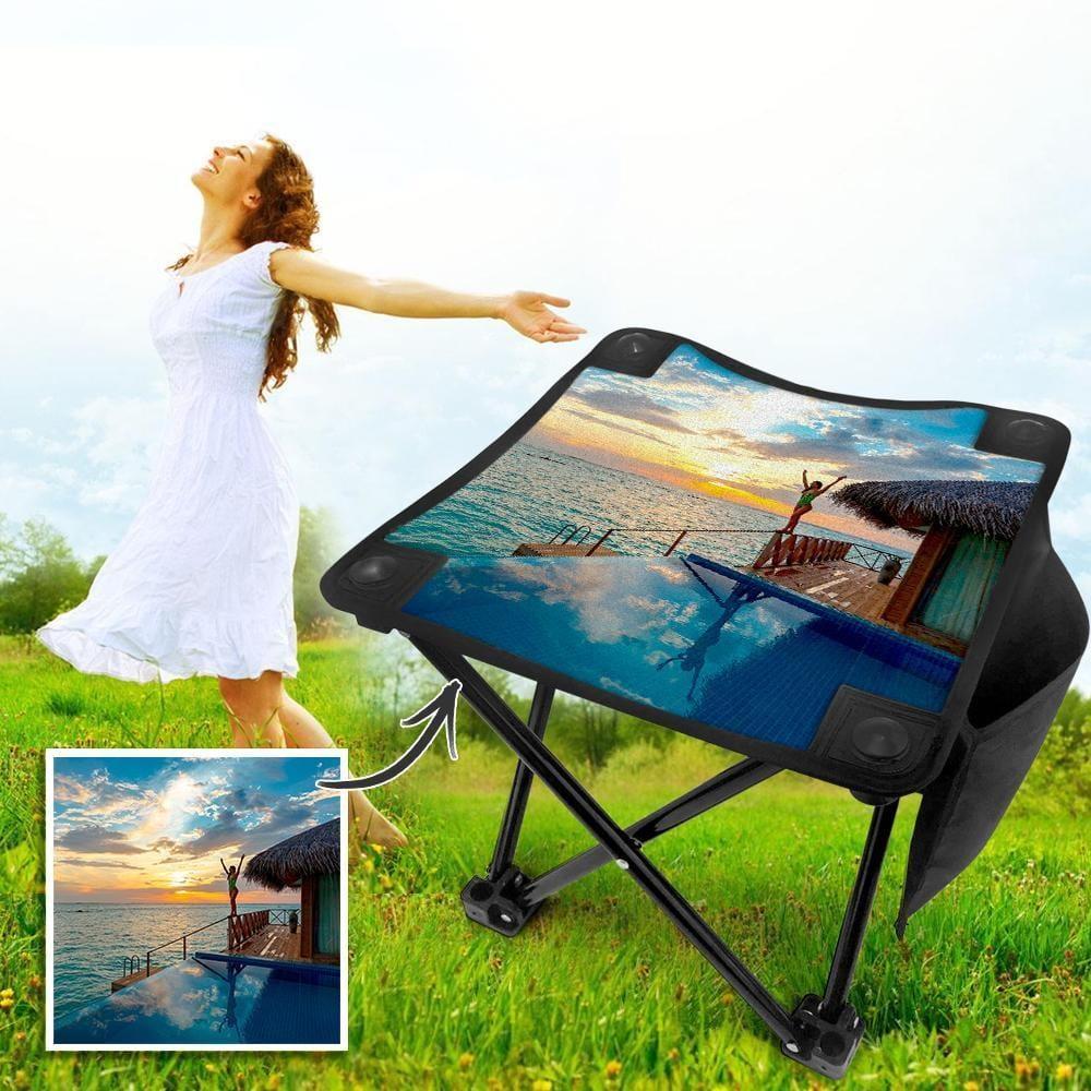 Custom Photo Camping Stool Personalized Picnic Chairs Folding Chair Portable