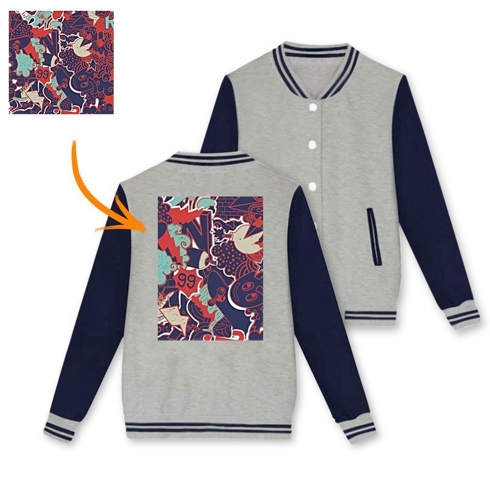 Custom Photo Baseball Jacket Sportswear Gray Black Pink Hip Hop