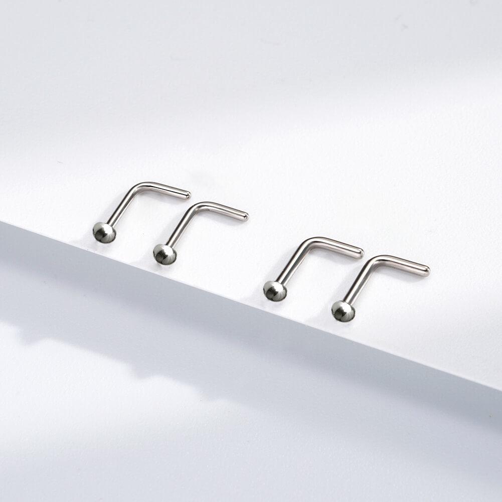 2PCS HalfBall Top Titanium Nose Stud Pack - 18G(1.0mm)