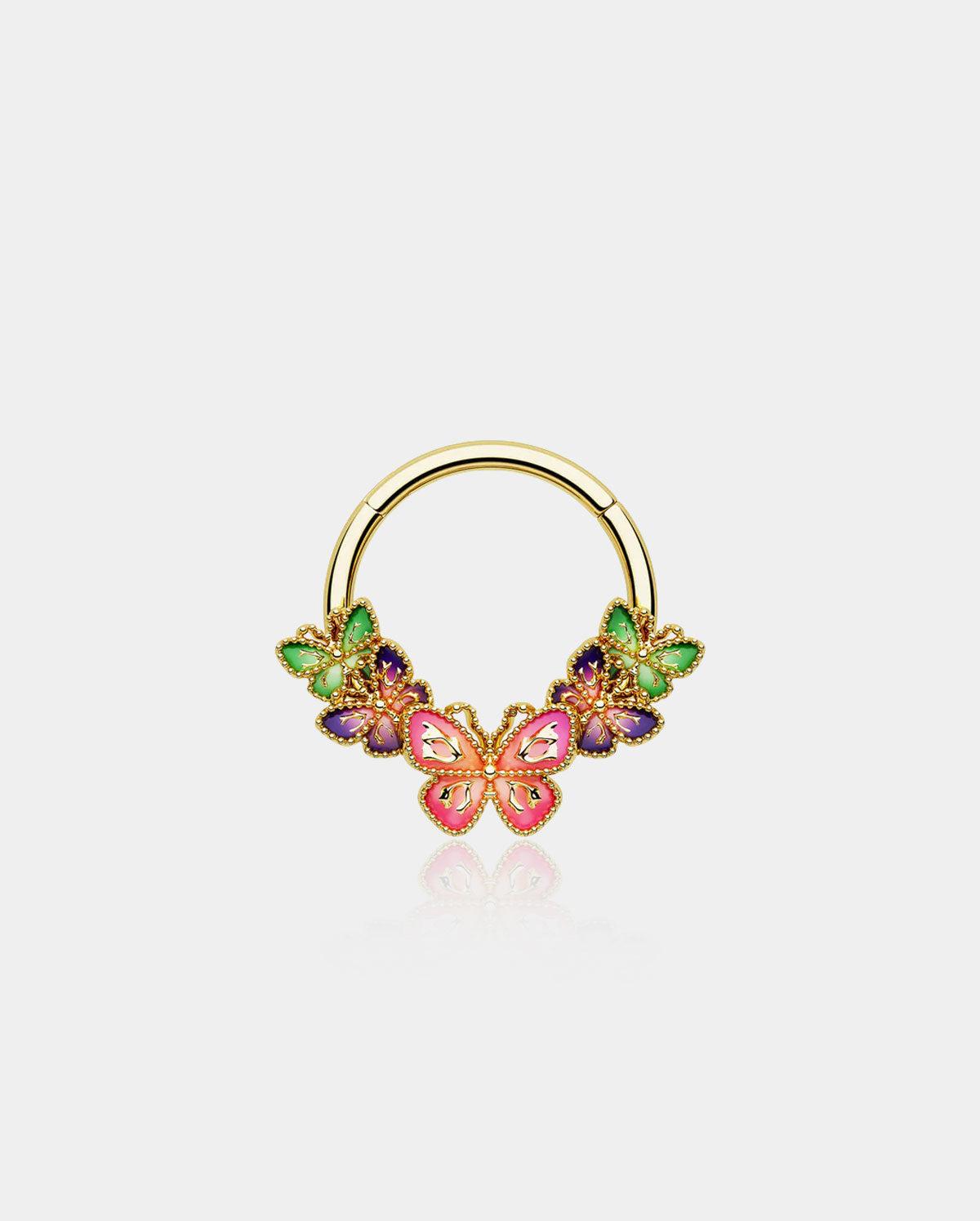 Iridescent Butterfly Segment Septum Ring - 10mm