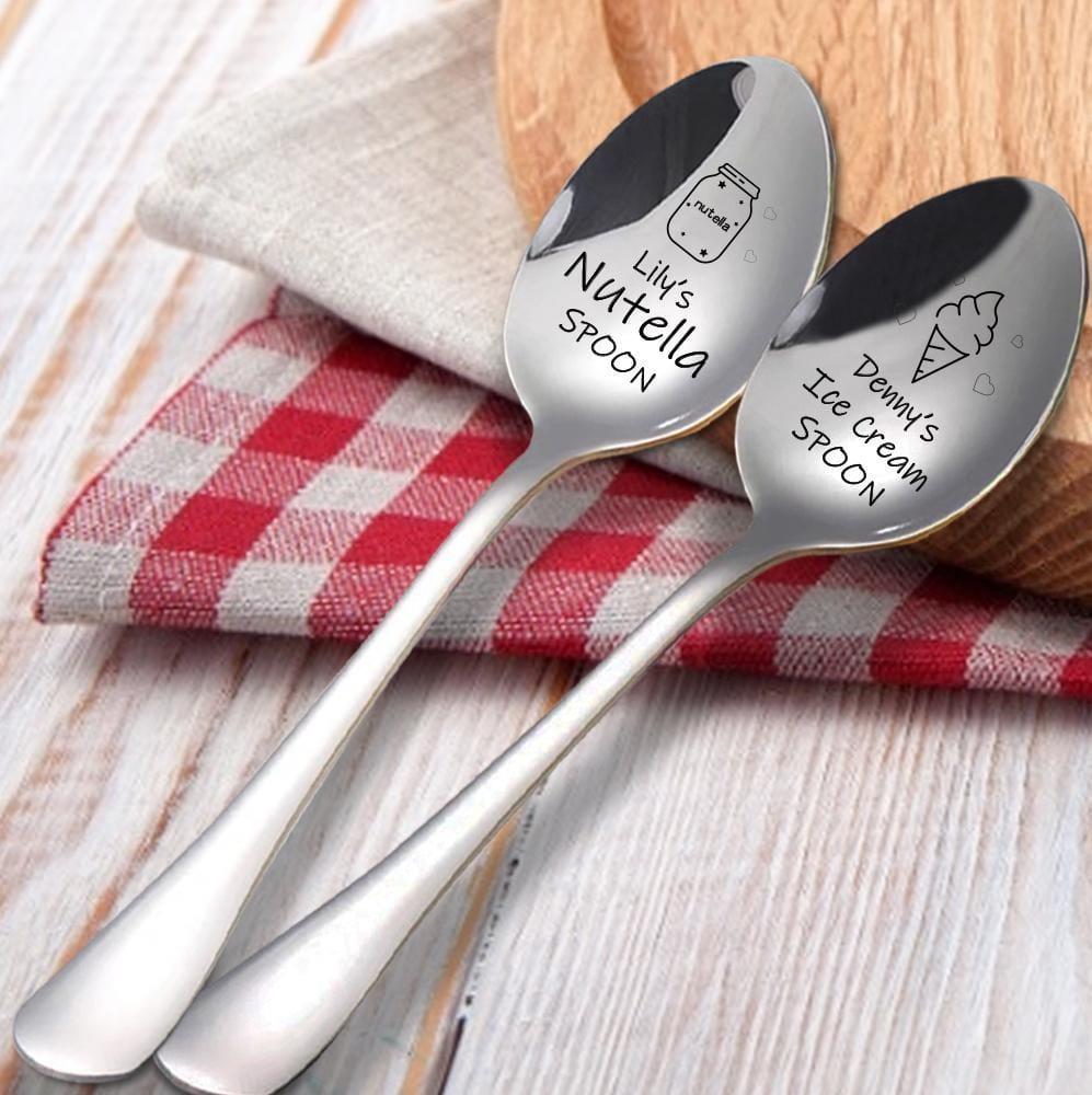 Custom Ice Cream Spoon Chef Gifts For Friend Nutella Spoon With Name Engraved Christmas Gifts