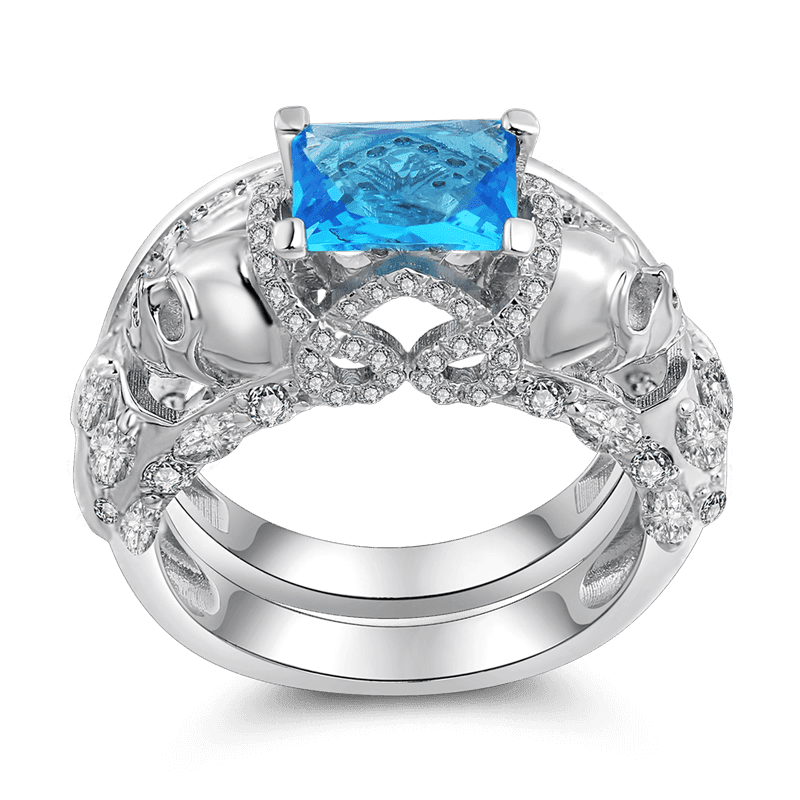 Unique Sapphire Engagement Wedding Ring Heart Of Ocean For Women