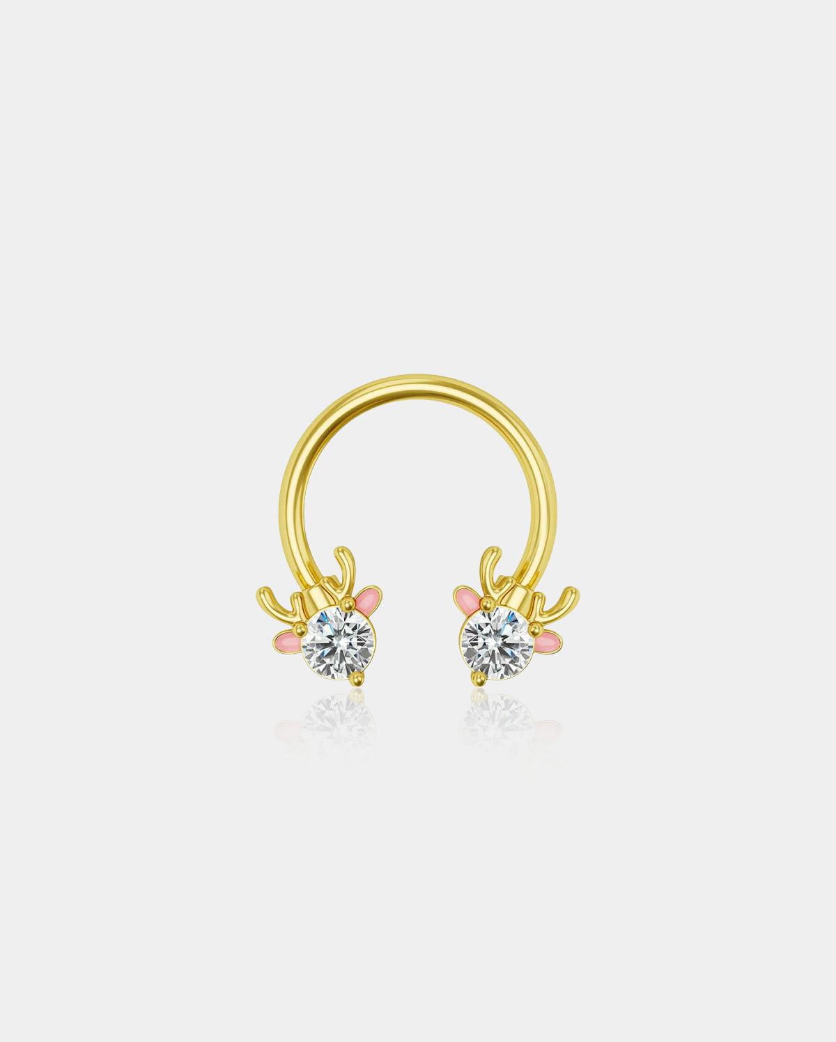 Deer Head Christmas Horseshoe Septum Ring