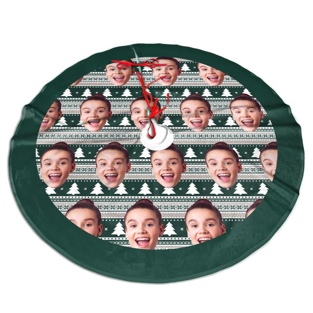 Custom Kids Head Christmas Tree Skirt Personalized Funny Picture Tree Skirt Christmas Home Decor Christmas Gift
