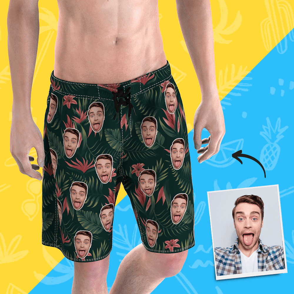 Personalized Swim Trunks Personalized Beach Shorts Custom Swim Trunk Face Shorts