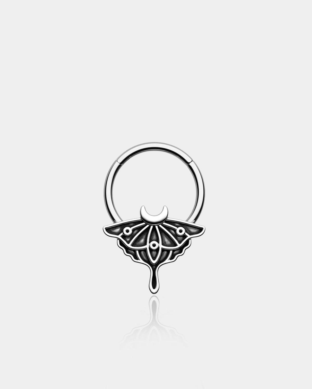 Retro Moon Phase Moth Segment Septum Ring