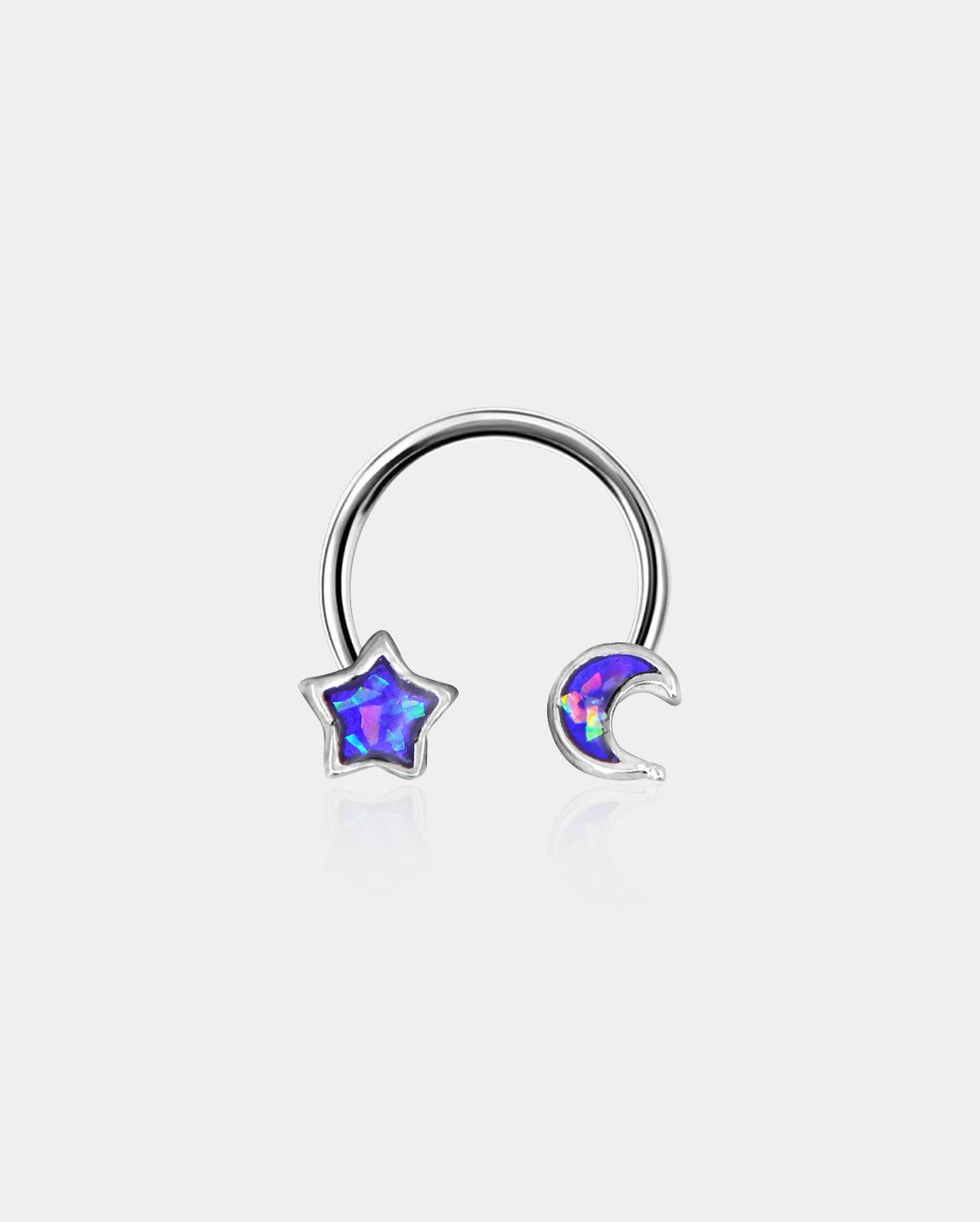 Purple Moon&Star Horseshoe Septum Ring - 16G(1.2MM)
