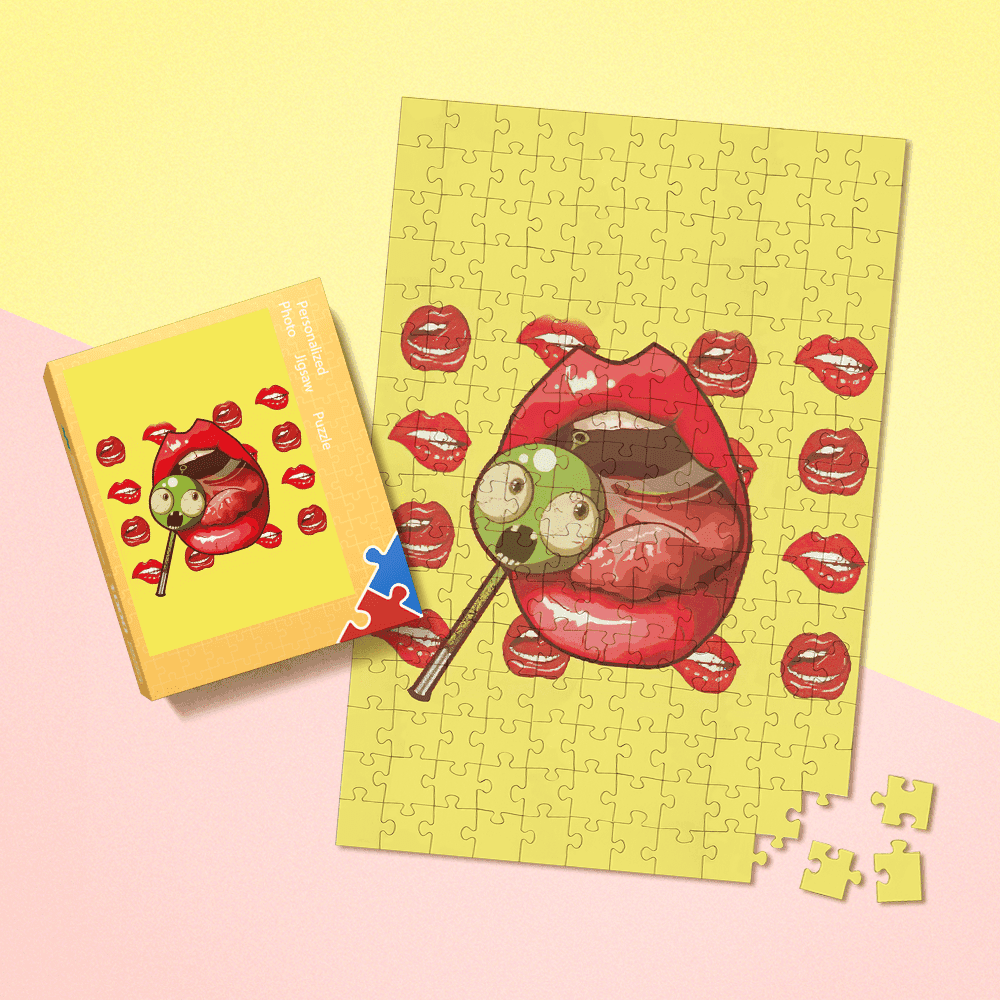 Psychedelic Puzzle Custom Funny Puzzle Funny Lips Puzzle