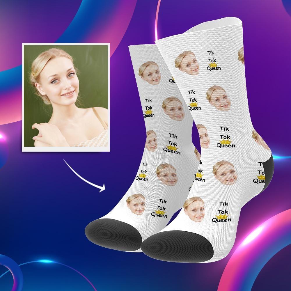 Tiktok Socks Custom Face Socks Gifts For Girlfriend TikTok Queen White Christmas Gift