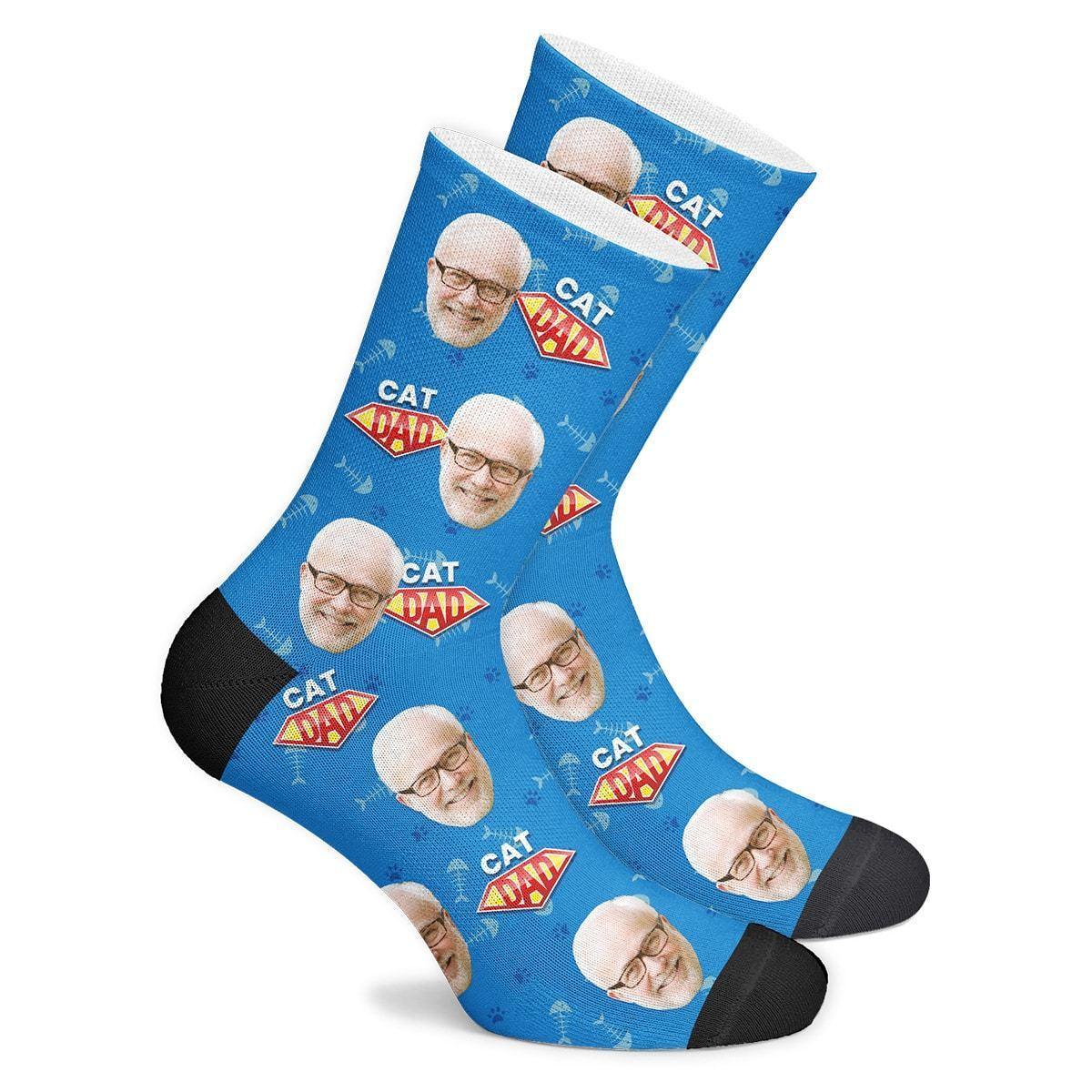 Cat Dad Fift Custom Face Socks Cat Memorial Gift Christmas Gift
