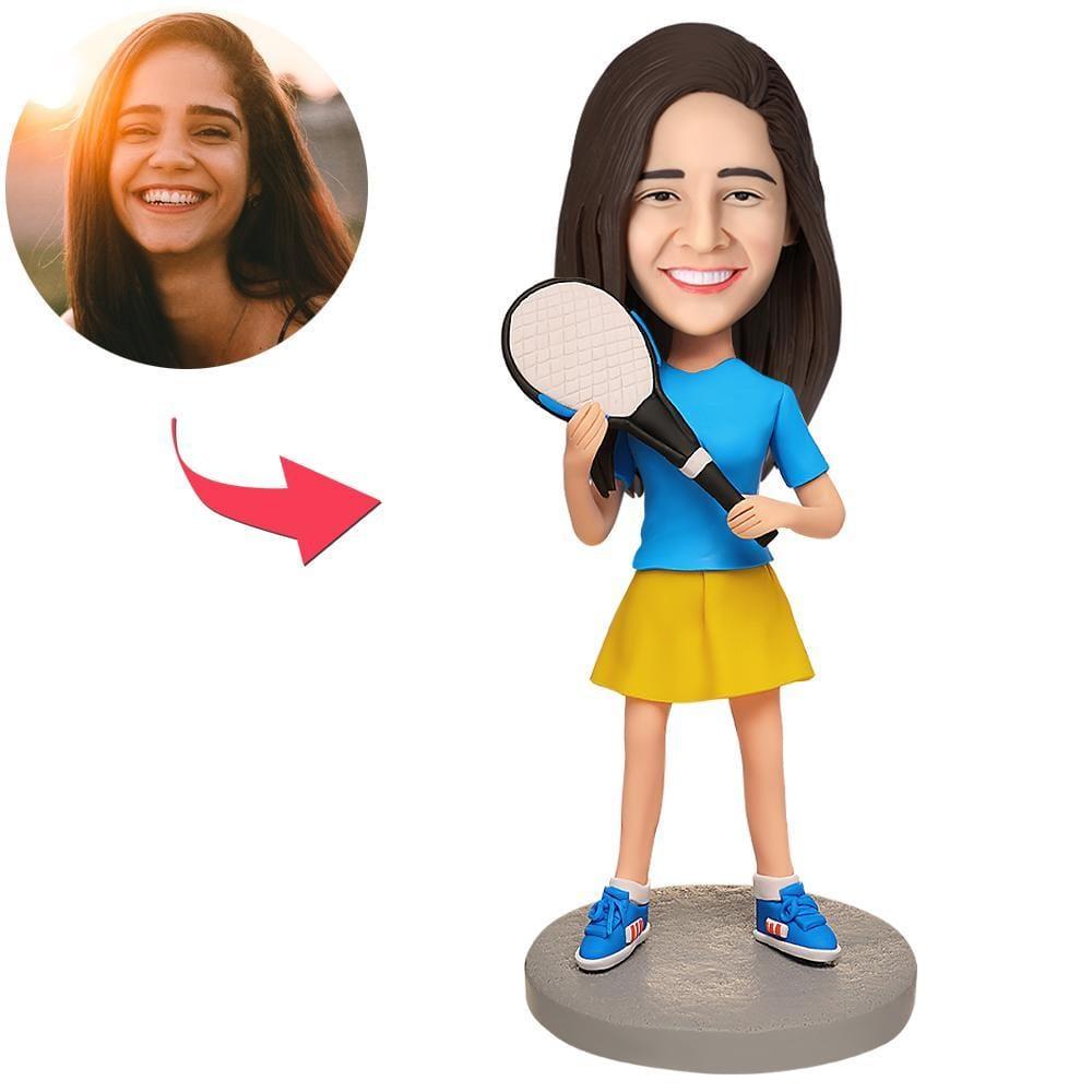Personalized Bobblehead Tennis Player With Engraved Text Gifts For Her