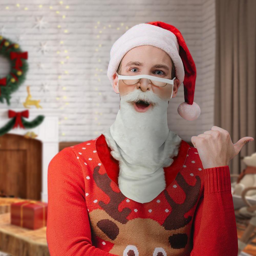 Face Mask With Ear Loops Funny Balaclava White Beard and Glasses Christmas Gift For Friends