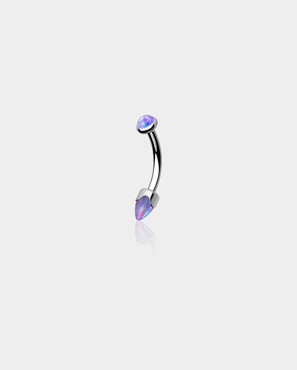 Opal Internally Threaded Titanium Eyebrow Ring - Purple