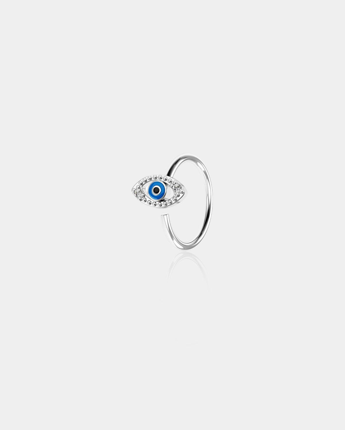 Evil Eye Seamless Nose Ring - Silver